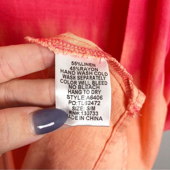 UMGEE | Coral to Orange Colorblock Tie Dye Kimono Coverup Top Women’s Size S/M - Picture 7 of 7